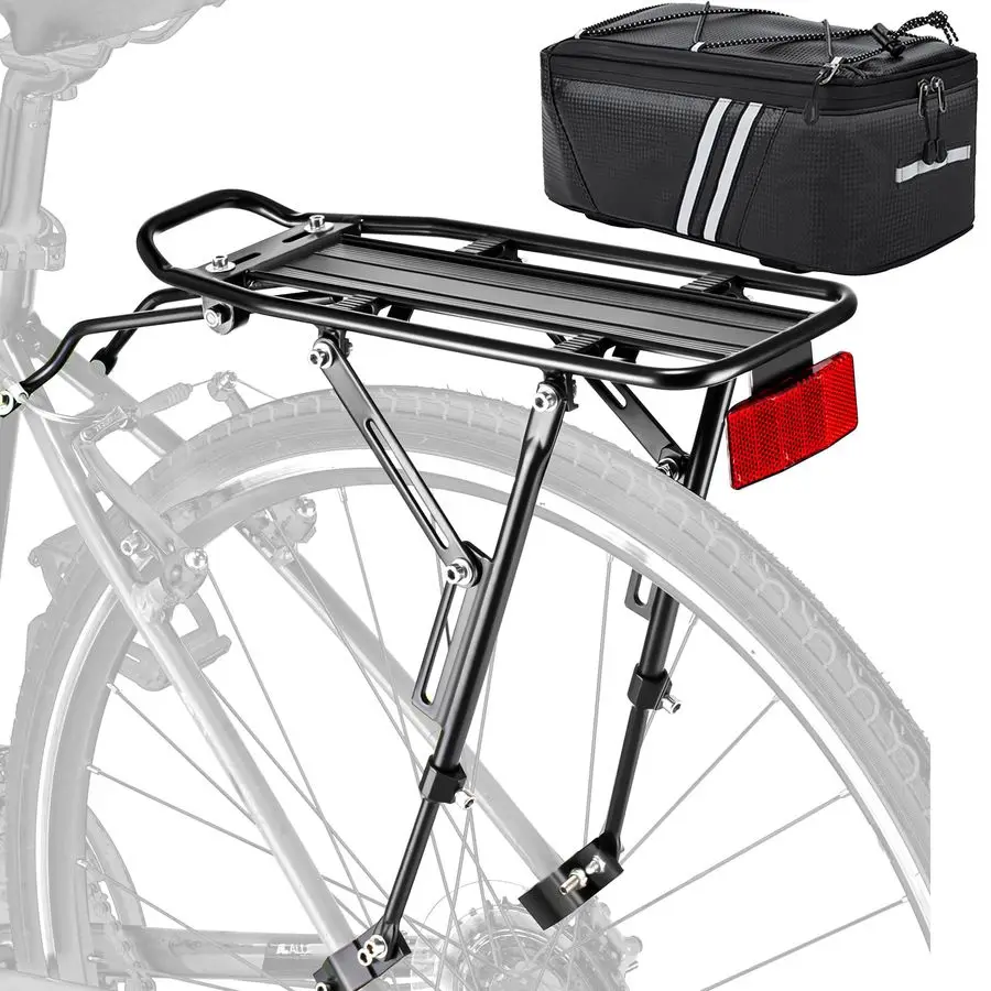 Bike Rack with Large Size Reflective,Bike Cargo Rack with Extra Long Mounting Brackets,Universal Adjustable Touring Carrier Rack
Bike Rack with Large Size Reflective,Bike Cargo Rack with Extra Long Mounting Brackets,Universal Adjustable Touring Carrier Rack