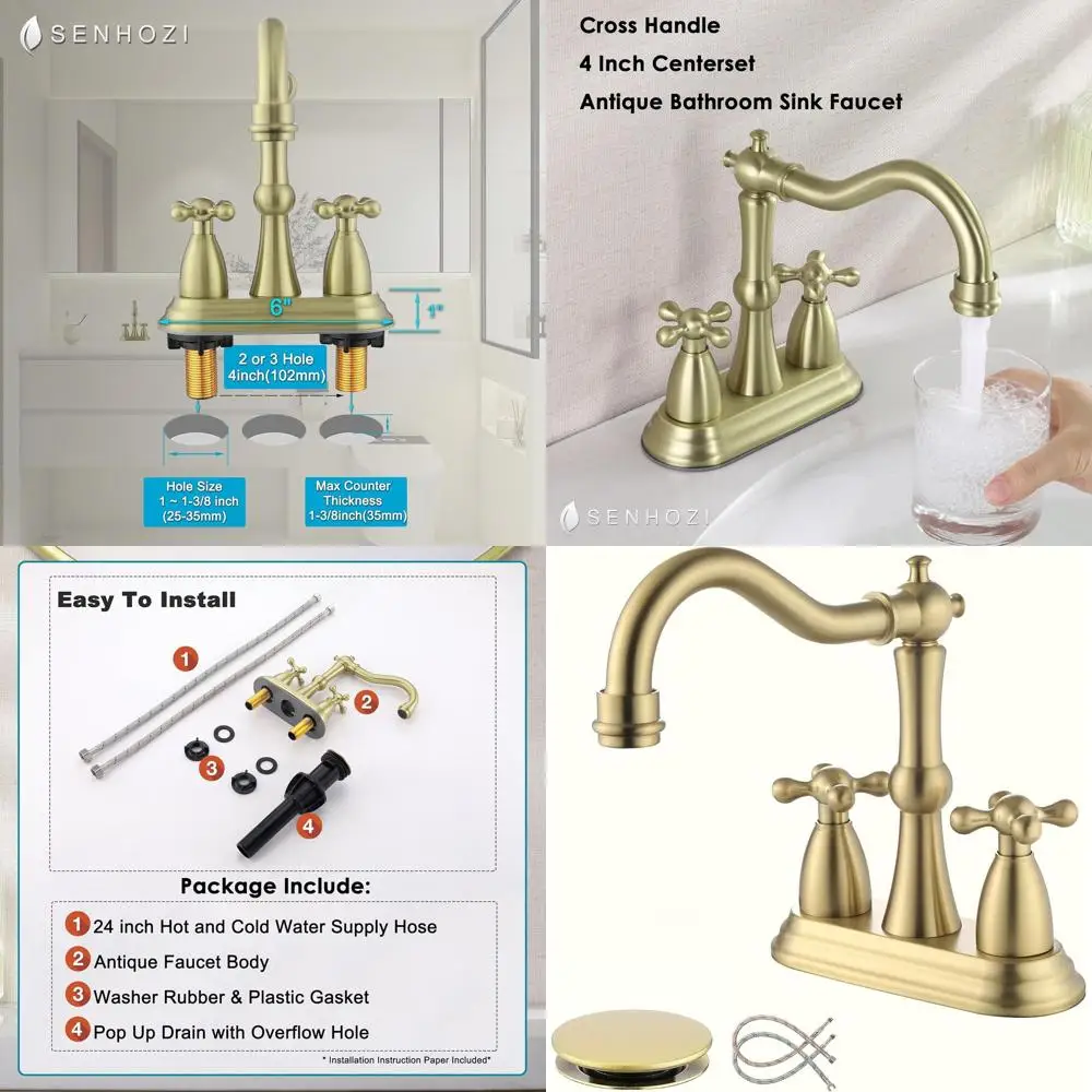 Смеситель для раковины с матовой золотой крестообразной ручкой и центральной установкой с переливом и выдвижным сливом, 3 отверстия, светильник для ванной комнаты SUS304 RV
Смеситель для раковины с матовой золотой крестообразной ручкой и центральной установкой с переливом и выдвижным сливом, 3 отверстия, светильник для ванной комнаты SUS304 RV