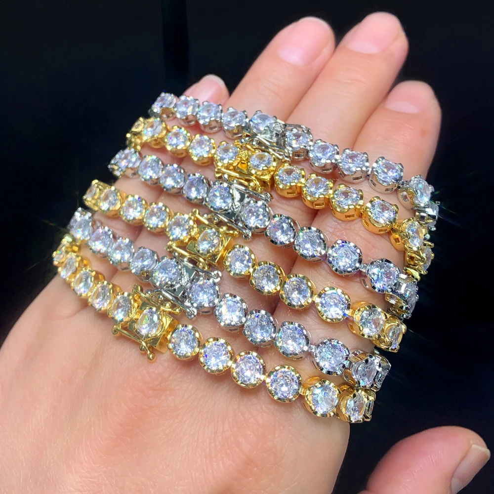 New Iced Out Bling 5A Cubic Zirconia Round Charm Bracelet Silver Color CZ Tennis Chain Bangle Hip Hop Fashion Mens Women Jewelry
New Iced Out Bling 5A Cubic Zirconia Round Charm Bracelet Silver Color CZ Tennis Chain Bangle Hip Hop Fashion Mens Women Jewelry
