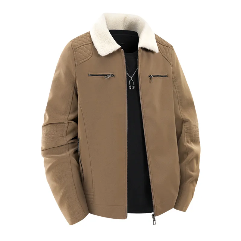 Легкие роскошные осенне-зимние мужские флисовые пальто, мотоциклетное пальто, модная мужская кожа и меховая куртка
Легкие роскошные осенне-зимние мужские флисовые пальто, мотоциклетное пальто, модная мужская кожа и меховая куртка
