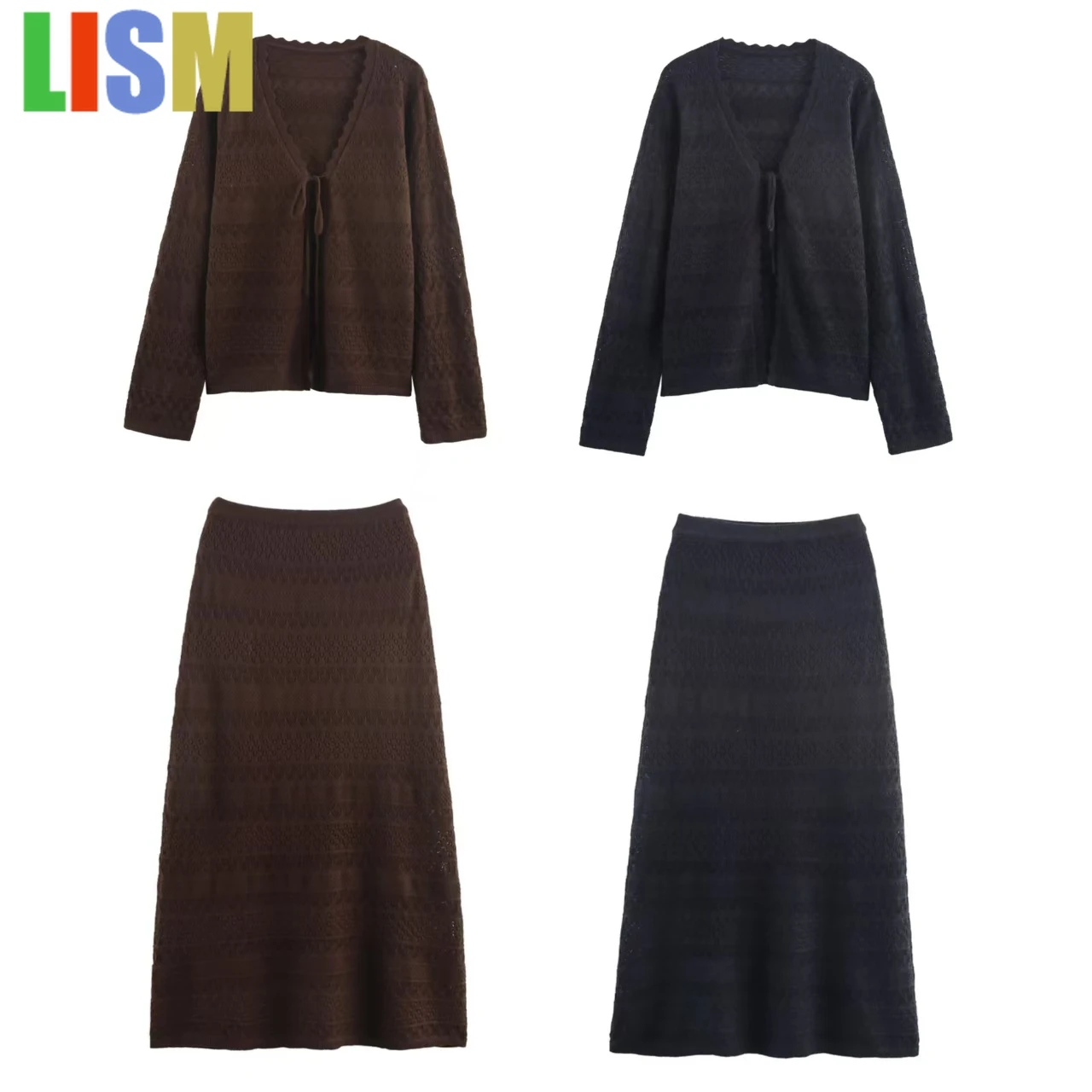 Женский костюм LISM, осень 2023, новые комплекты в тон, трикотажная куртка с длинными рукавами, комплект с юбкой, повседневный модный зимний женский наряд 
Женский костюм LISM, осень 2023, новые комплекты в тон, трикотажная куртка с длинными рукавами, комплект с юбкой, повседневный модный зимний женский наряд