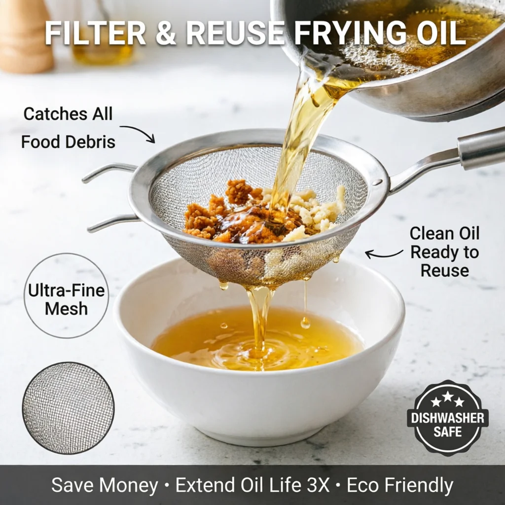 Oil Strainer Spoon with Fine Mesh - Stainless Steel Filter Ladle for Removing Food Debris from Frying Oil | Reusable Oil Saver |
Oil Strainer Spoon with Fine Mesh - Stainless Steel Filter Ladle for Removing Food Debris from Frying Oil | Reusable Oil Saver |