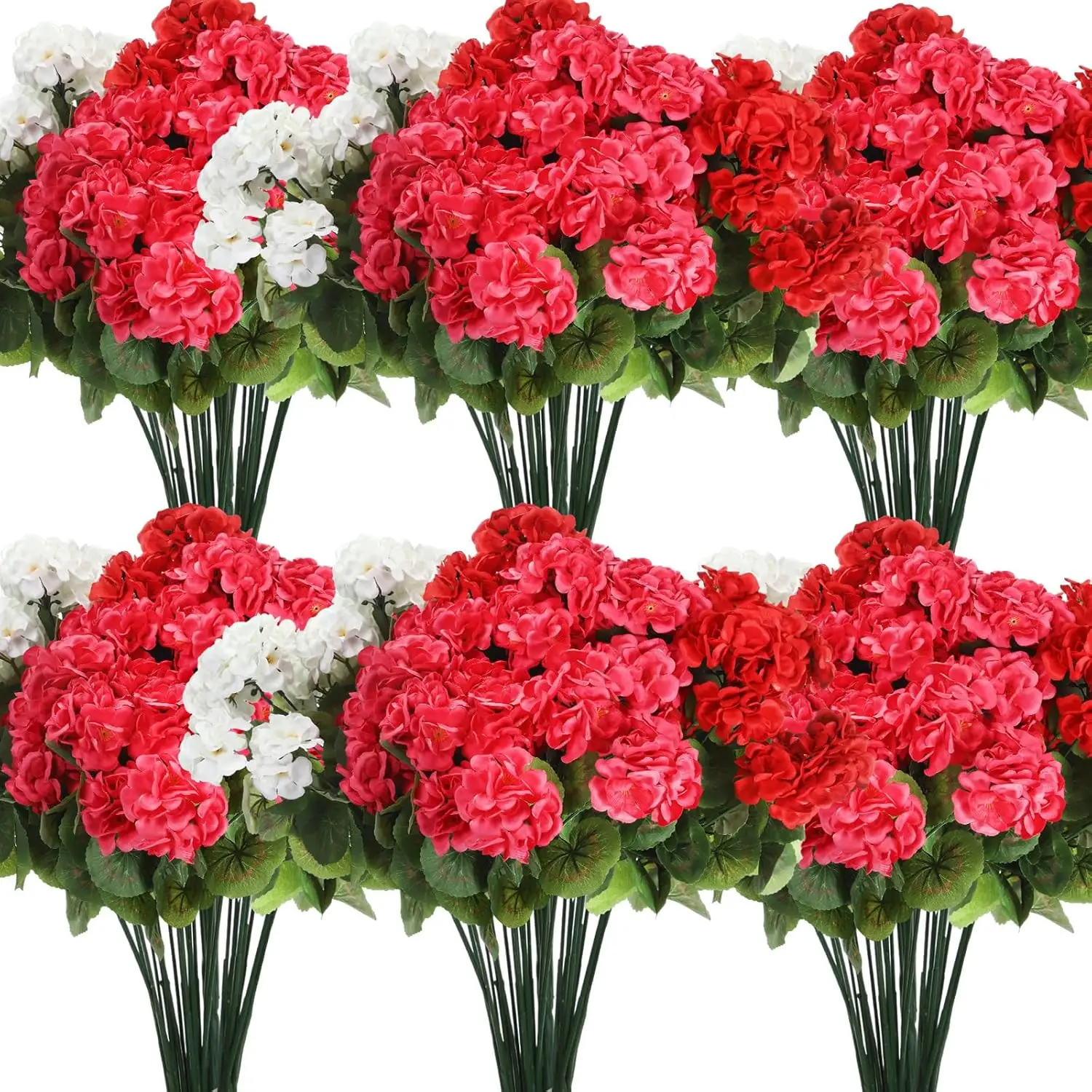 8 Pack 18'' Artificial Geranium Flowers 72 Blooms UV Resistant Fake Geraniums Silk Bushes for Outdoor Patio Garden Home
8 Pack 18'' Artificial Geranium Flowers 72 Blooms UV Resistant Fake Geraniums Silk Bushes for Outdoor Patio Garden Home
