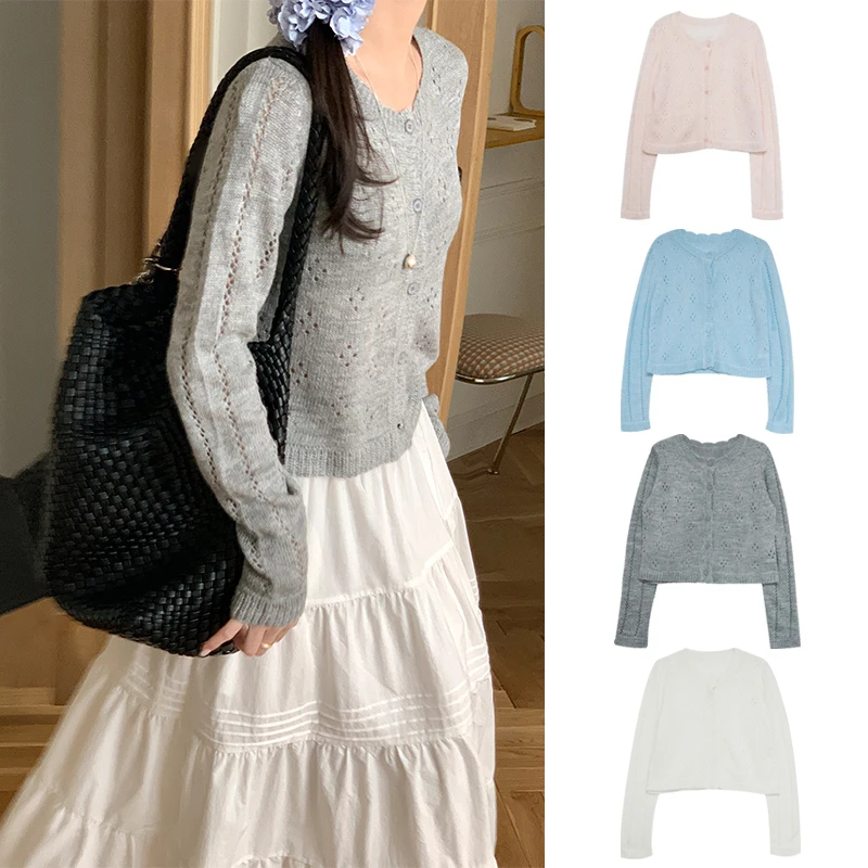 Вязаный кардиган Sweetknit с кружевными вставками и ажурным узором, модель Y369, весна 2025
Вязаный кардиган Sweetknit с кружевными вставками и ажурным узором, модель Y369, весна 2025