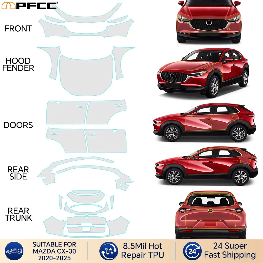 TPU Clear Bra Kit Decal Pre Cut PPF Scratch Car Paint Protection 8.5Mil Film For MAZDA CX-30 2020-2025 Kit Car Repair Film
TPU Clear Bra Kit Decal Pre Cut PPF Scratch Car Paint Protection 8.5Mil Film For MAZDA CX-30 2020-2025 Kit Car Repair Film