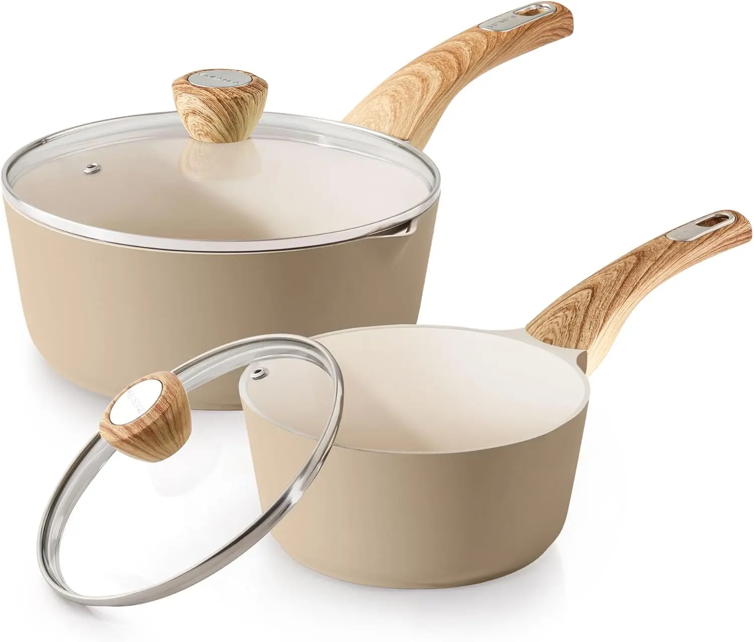 2.0 & 3.0 Quart Ceramic Sauce Pan Sets with Lid, Nonstick Cookware with Pour Spout, Induction Compatible, PFOA Free
2.0 & 3.0 Quart Ceramic Sauce Pan Sets with Lid, Nonstick Cookware with Pour Spout, Induction Compatible, PFOA Free