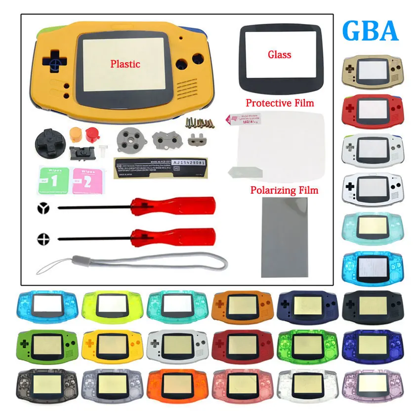 Plastic Hard Shell Case For GBA Console Housing Front Back Cover W/ Screen Lens Button Kit Protective Polarizing Film
Plastic Hard Shell Case For GBA Console Housing Front Back Cover W/ Screen Lens Button Kit Protective Polarizing Film