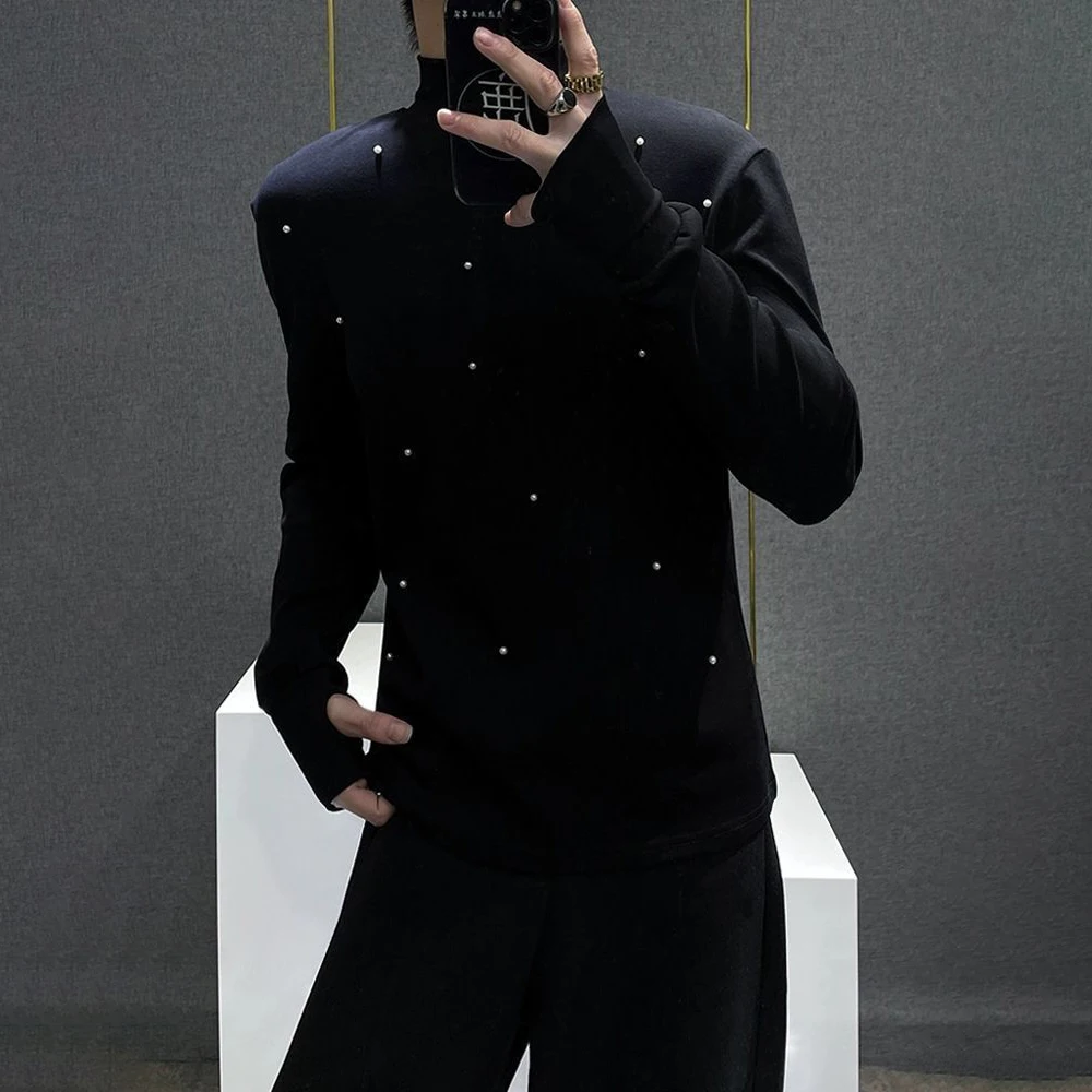 2025 New Unique High-End Design Pearl Decoration Long-Sleeved T-Shirt Mensstreet All-Match Dance Party Half-High Collar T-Shirt
2025 New Unique High-End Design Pearl Decoration Long-Sleeved T-Shirt Mensstreet All-Match Dance Party Half-High Collar T-Shirt