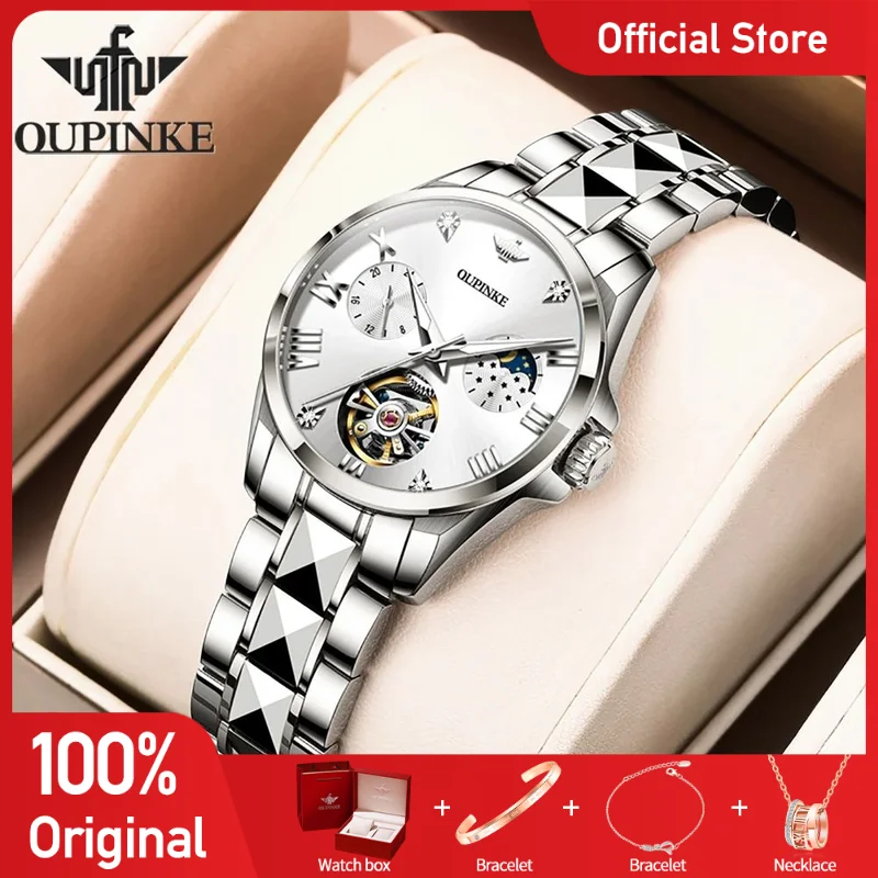 OUPINKE 3202 Ladies Watch Luxury Automatic Mechanical Watch 50M Waterproof Day Date Watches For Women Set Gifts Moon Phase
OUPINKE 3202 Ladies Watch Luxury Automatic Mechanical Watch 50M Waterproof Day Date Watches For Women Set Gifts Moon Phase