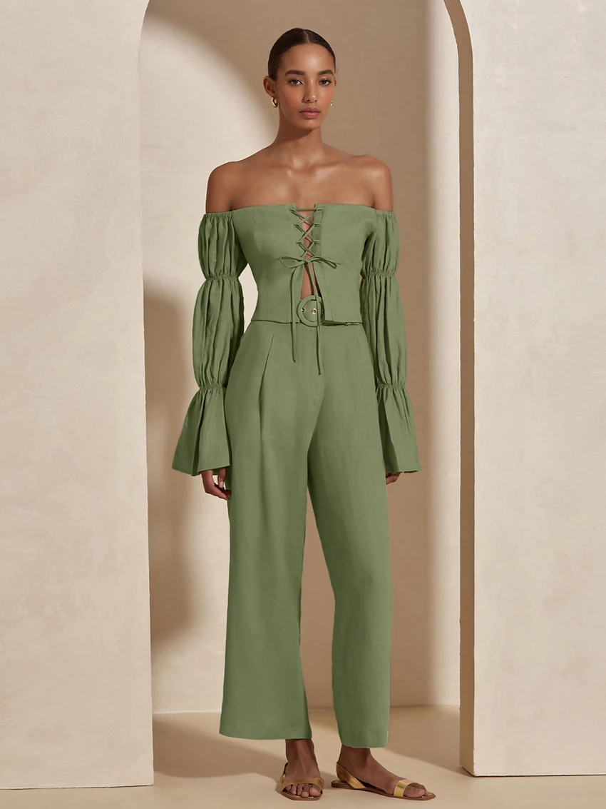 Marthaqiqi Casual Ladies Sleepwear Set Slash Neck Pajama Long Sleeve Nightwear Crop Top Nightgown Pants Green Femme Nightie Suit
Marthaqiqi Casual Ladies Sleepwear Set Slash Neck Pajama Long Sleeve Nightwear Crop Top Nightgown Pants Green Femme Nightie Suit