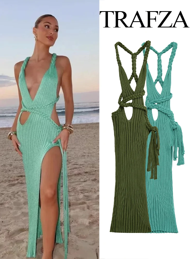 TRAZFA Women's Summer Hot-Style Solid Knitted Tassel Long Dress Female Beach Vacation Elegant Side Slit Sexy Backless Slim Dress
TRAZFA Women's Summer Hot-Style Solid Knitted Tassel Long Dress Female Beach Vacation Elegant Side Slit Sexy Backless Slim Dress