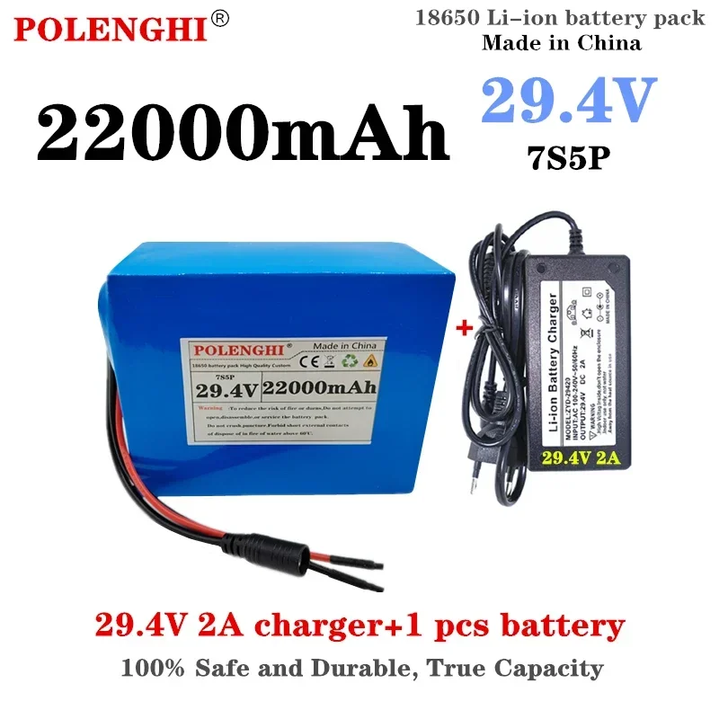 POLENGHI 100% real large capacity 7S5P 29.4V 18000-22000mAh lithium-ion battery pack with built-in intelligent BMS
POLENGHI 100% real large capacity 7S5P 29.4V 18000-22000mAh lithium-ion battery pack with built-in intelligent BMS