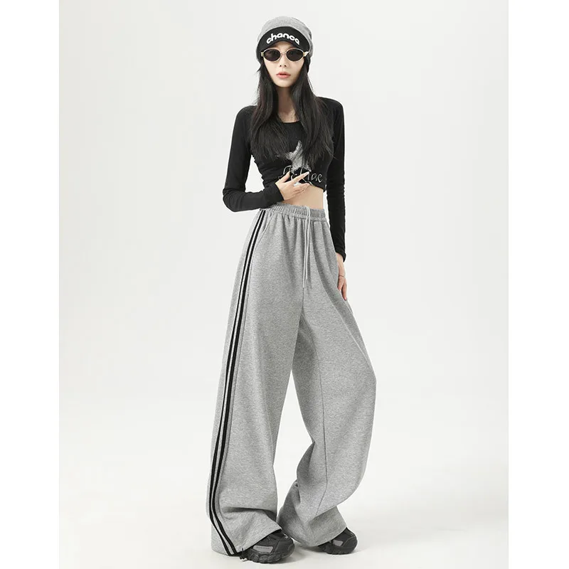 Gray Sport Pants Women High Waist Straight Leg Loose Striped Sweatpants Casual Trousers Autumn Spring Small Size Friendly
Gray Sport Pants Women High Waist Straight Leg Loose Striped Sweatpants Casual Trousers Autumn Spring Small Size Friendly