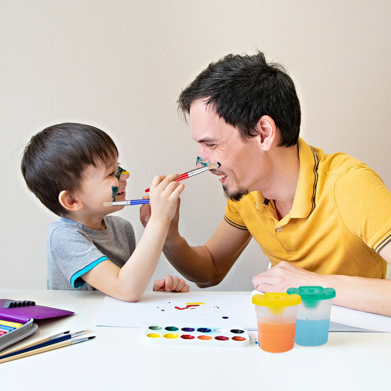 4Pcs Kids Paint No Spill Cups Assorted Color Painting Brushes Set for Art Class School Party Painting Tools Kit
4Pcs Kids Paint No Spill Cups Assorted Color Painting Brushes Set for Art Class School Party Painting Tools Kit