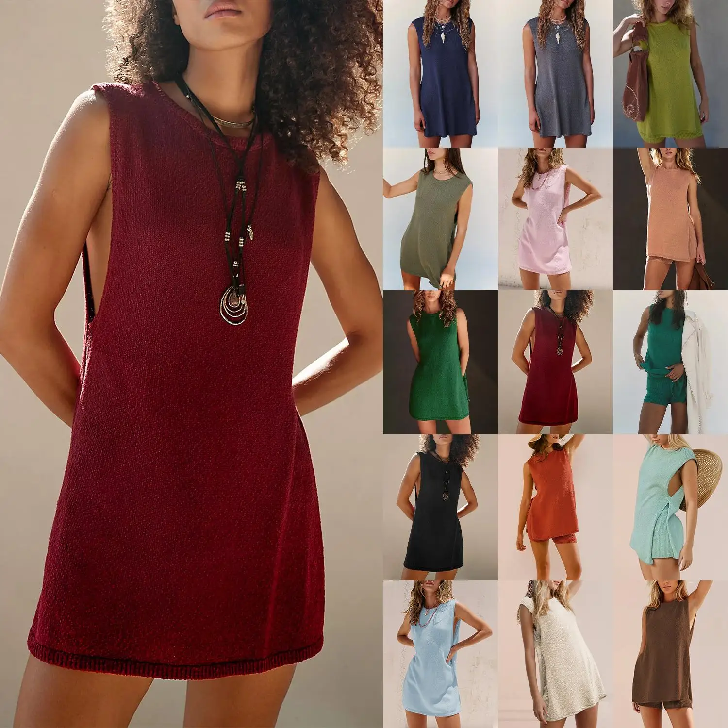 Лето 202, женский комплект вязаного жилета большого размера с разрезом по бокам, трансграничный модный жилет трапециевидной формы с узкими бретелями
Лето 202, женский комплект вязаного жилета большого размера с разрезом по бокам, трансграничный модный жилет трапециевидной формы с узкими бретелями