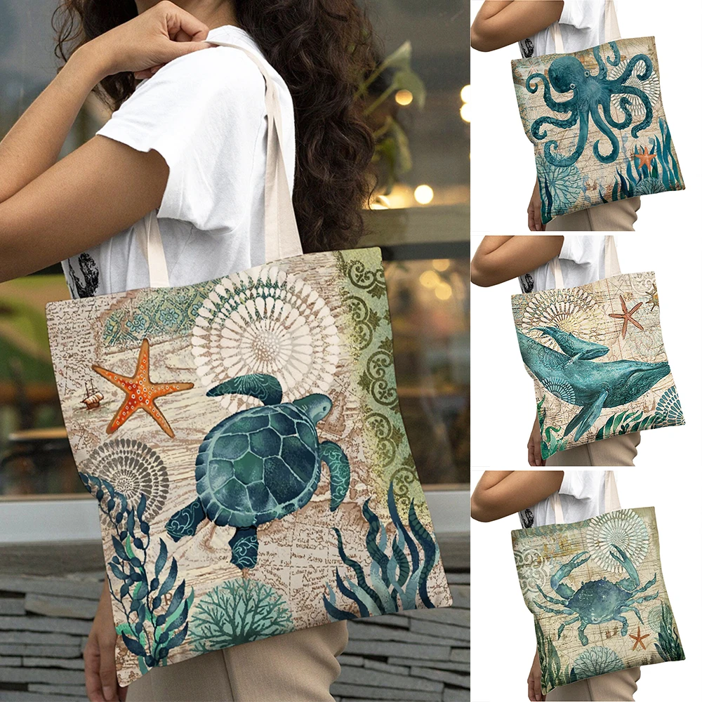 Marine Octopuses Sea Turtles Whales Women Shopper Bags Daily Commute Tote Handbag Double Print Big Capacity Lady Shopping Bag
Marine Octopuses Sea Turtles Whales Women Shopper Bags Daily Commute Tote Handbag Double Print Big Capacity Lady Shopping Bag
