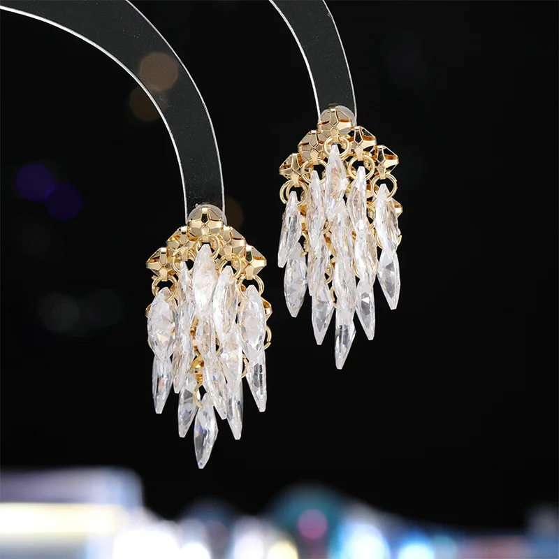 Niche Design Light Luxury Ultra Shiny Zircon Geometric Rhombus Tassel Elegant Exquisite Fashion Silver Needle Earrings
Niche Design Light Luxury Ultra Shiny Zircon Geometric Rhombus Tassel Elegant Exquisite Fashion Silver Needle Earrings