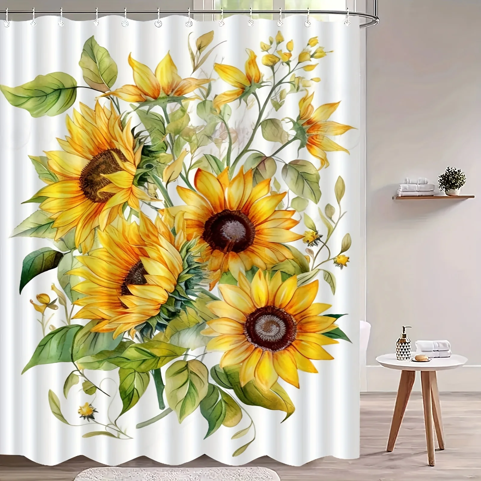 1pc Sunflower Floral Pattern Shower Curtain, Elegant High-End Bathroom Decor, Multifunctional Polyester Fabric
1pc Sunflower Floral Pattern Shower Curtain, Elegant High-End Bathroom Decor, Multifunctional Polyester Fabric