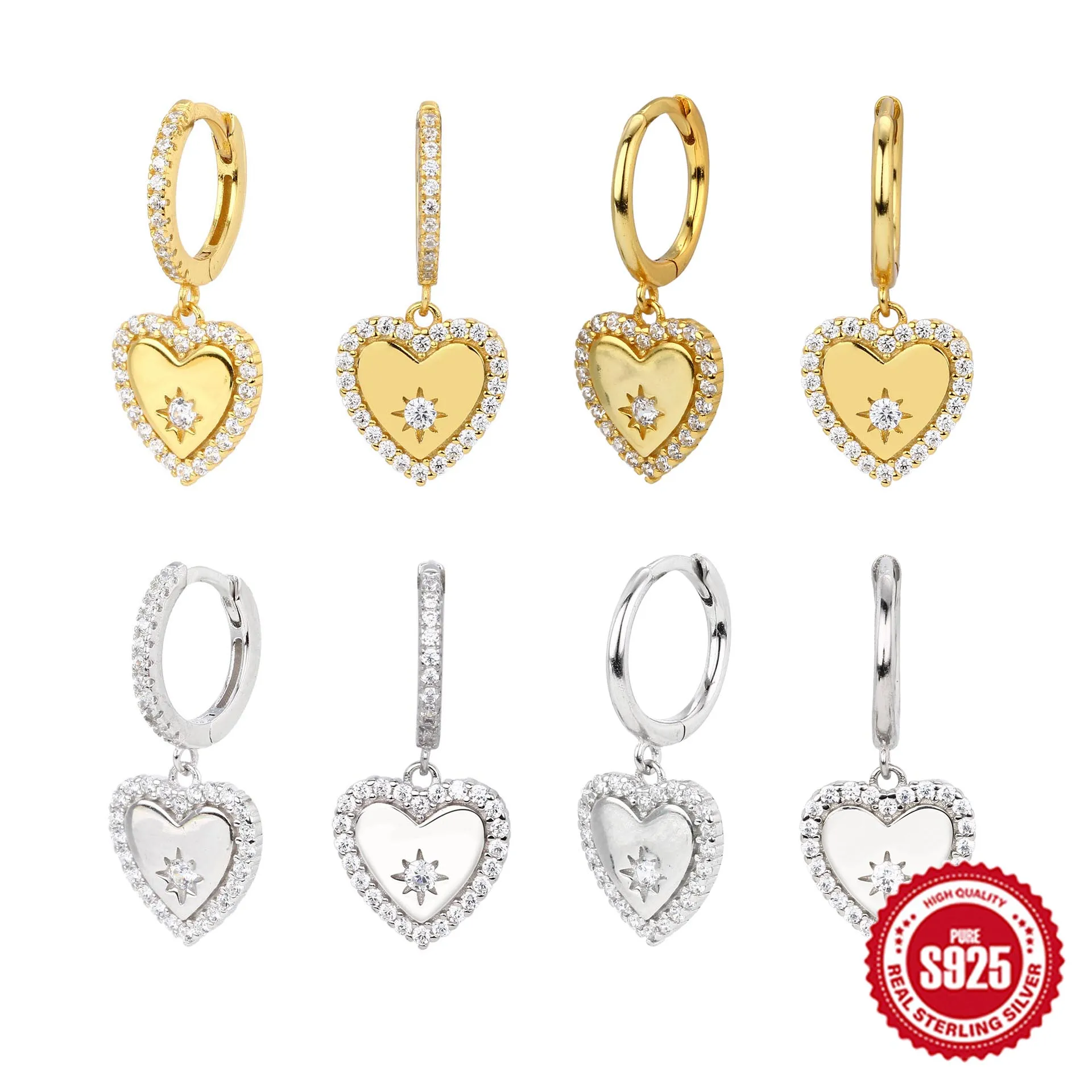 925 Sterling Silver Zircon Heart Hoop Earrings Wedding Banquet Luxury Jewelry New Trends Women's Elegant Statement Earrings Gift
925 Sterling Silver Zircon Heart Hoop Earrings Wedding Banquet Luxury Jewelry New Trends Women's Elegant Statement Earrings Gift