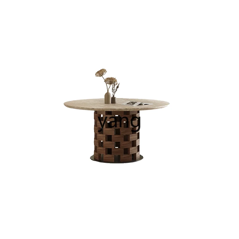 LTT wabi-sandy travertine round dining table and chair combination light luxury high-end solid wood dining table
LTT wabi-sandy travertine round dining table and chair combination light luxury high-end solid wood dining table