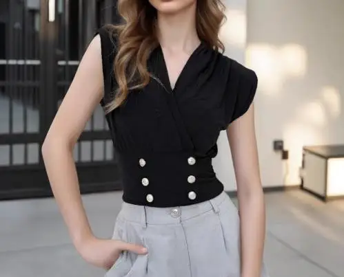Top Women 2026 Spring Summer New Solid Color V-Neck Sleeveless Button Decor Casual Versatile Daily Vest Top
Top Women 2026 Spring Summer New Solid Color V-Neck Sleeveless Button Decor Casual Versatile Daily Vest Top