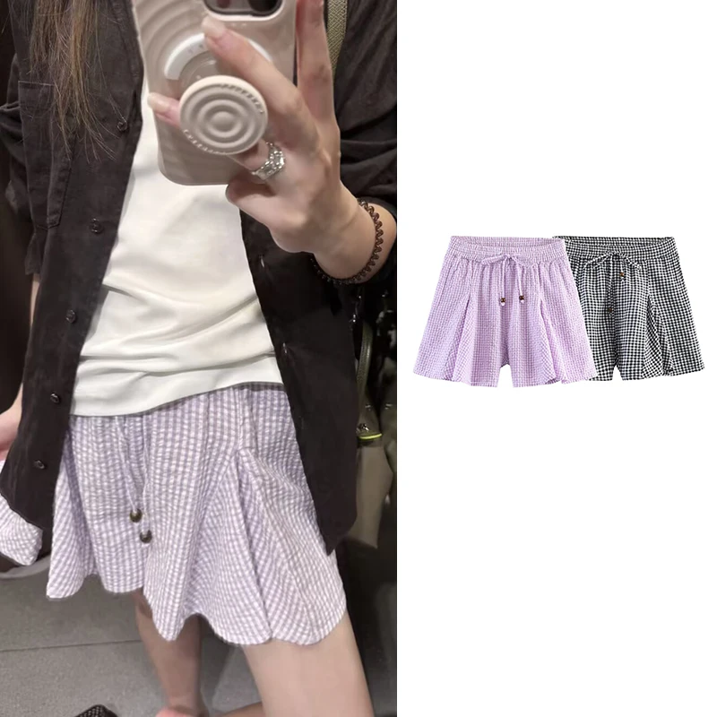 Summer New Women's Shorts 2026 Fashion Plaid Elastic Waist Shorts Women's Summer Youth Street Chic Comfortable Holiday Shorts
Summer New Women's Shorts 2026 Fashion Plaid Elastic Waist Shorts Women's Summer Youth Street Chic Comfortable Holiday Shorts