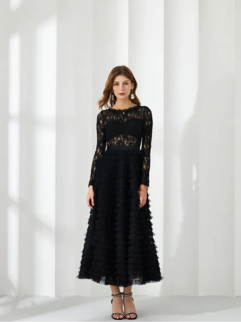Coigarsam Women Dress Office Lady Solid Lace Long Sleeve Zipper O-Neck Hollow Out White Black Dresses
Coigarsam Women Dress Office Lady Solid Lace Long Sleeve Zipper O-Neck Hollow Out White Black Dresses