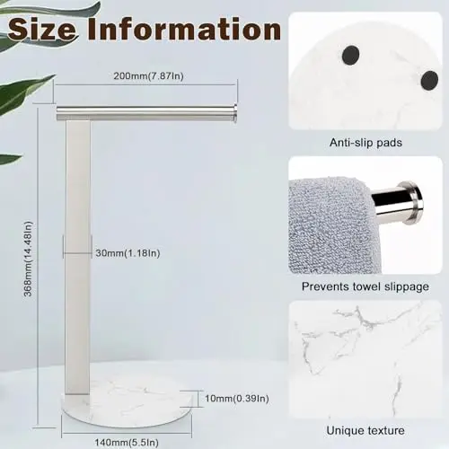 Brushed Nickel L-Shape Countertop Towel Stand With Marble Base, 304 Stainless Steel For Bathroom Kitchen Vanity Use
Brushed Nickel L-Shape Countertop Towel Stand With Marble Base, 304 Stainless Steel For Bathroom Kitchen Vanity Use
