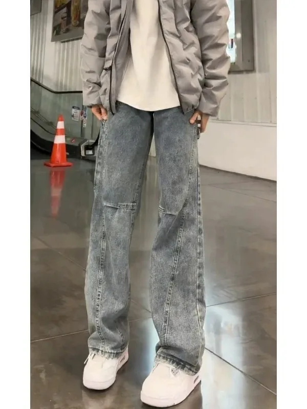 Retro Blue American Sle Slim Fit Men's Jeans Spring Autumn Straight Leg Workwear Pants with Belt Design Knife
Retro Blue American Sle Slim Fit Men's Jeans Spring Autumn Straight Leg Workwear Pants with Belt Design Knife