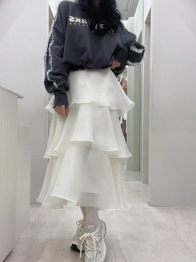 Chic Multi-Layered Overskirt with Pleated Hem Elastic Waist Slimming Knee-Length Cake Style Midi Skirt for Women
Chic Multi-Layered Overskirt with Pleated Hem Elastic Waist Slimming Knee-Length Cake Style Midi Skirt for Women