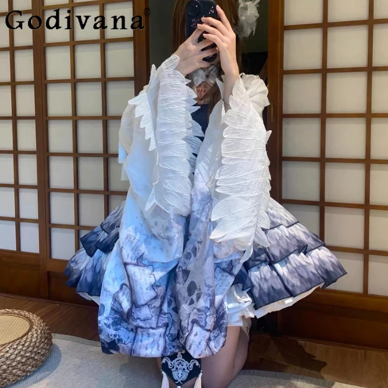 Chinese Style Lolita Suit for Ladies Blue Feather Sparrow Role Play OP Dress Outfits Women's Cosplay Uniform Goth Set
Chinese Style Lolita Suit for Ladies Blue Feather Sparrow Role Play OP Dress Outfits Women's Cosplay Uniform Goth Set