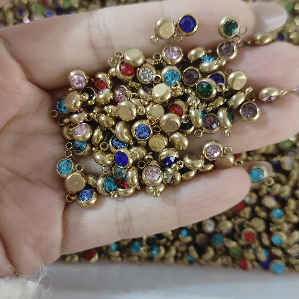 20PCS Round Crystal Rhinestone Charms Mixed Color Mini Pendants 18K Gold Vacuum Plated Stainless Steel for DIY Jewelry Making
20PCS Round Crystal Rhinestone Charms Mixed Color Mini Pendants 18K Gold Vacuum Plated Stainless Steel for DIY Jewelry Making
