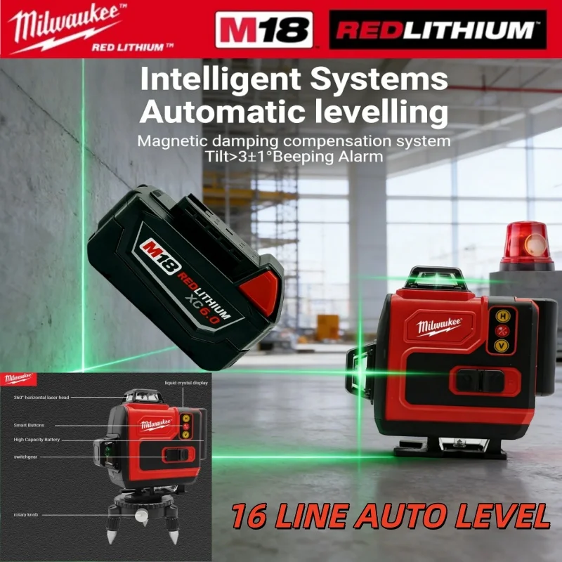 Milwaukee 6Ah Battery 18V 4d 6 Line Laser Levels high-precision green line portable 360 horizontal and Vertical Industrial Level
Milwaukee 6Ah Battery 18V 4d 6 Line Laser Levels high-precision green line portable 360 horizontal and Vertical Industrial Level