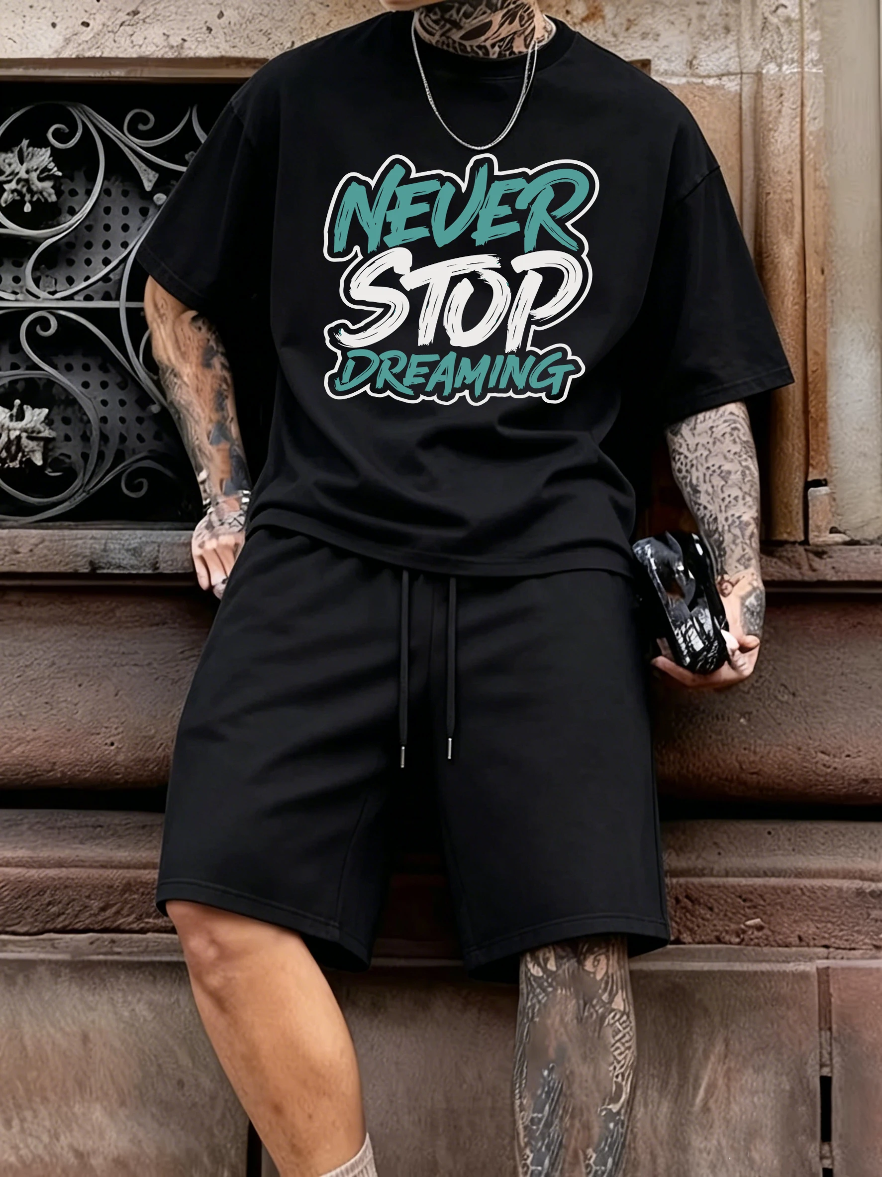 Never Stop Dreaming Art Letter Printed Cotton Summer Basics Man T Shirt Sets Simple Breathable Tops Jogging Comfy Sportpants
Never Stop Dreaming Art Letter Printed Cotton Summer Basics Man T Shirt Sets Simple Breathable Tops Jogging Comfy Sportpants