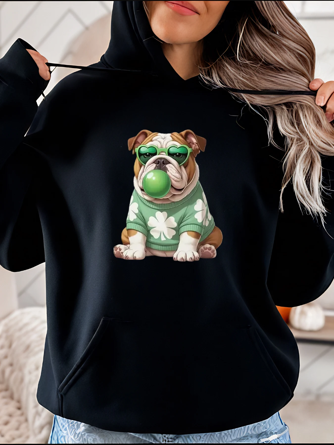 Толстовка с капюшоном Bulldog with Green Bubblegum, повседневная толстовка с принтом собаки из мультфильма, женская уличная мода
Толстовка с капюшоном Bulldog with Green Bubblegum, повседневная толстовка с принтом собаки из мультфильма, женская уличная мода