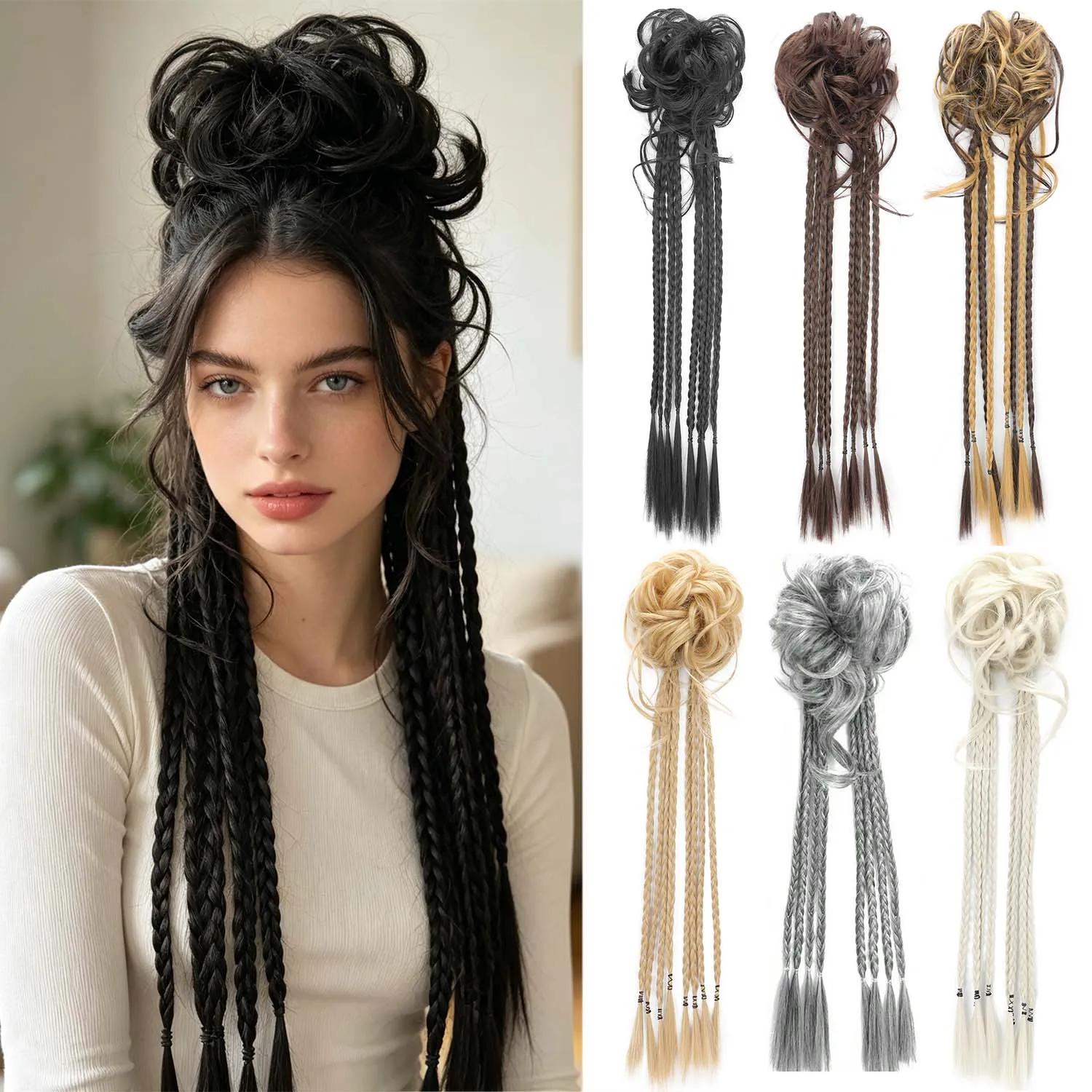 Synthetic Messy Hair Bun Chignon Y2K Braid Messy Curly Hair Band Elastic Scrunchy False Hair Pieces For Women Hairpins Black Bro
Synthetic Messy Hair Bun Chignon Y2K Braid Messy Curly Hair Band Elastic Scrunchy False Hair Pieces For Women Hairpins Black Bro