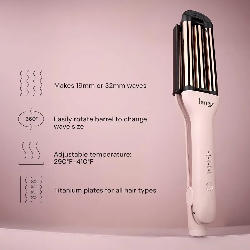 L'ANGE HAIR VersaWaver Adjustable Titanium Waver | Pick 19mm or 32mm Waves with 1 Tool Titanium 3-Barrel Waving Tool(Blush)
L'ANGE HAIR VersaWaver Adjustable Titanium Waver | Pick 19mm or 32mm Waves with 1 Tool Titanium 3-Barrel Waving Tool(Blush)
