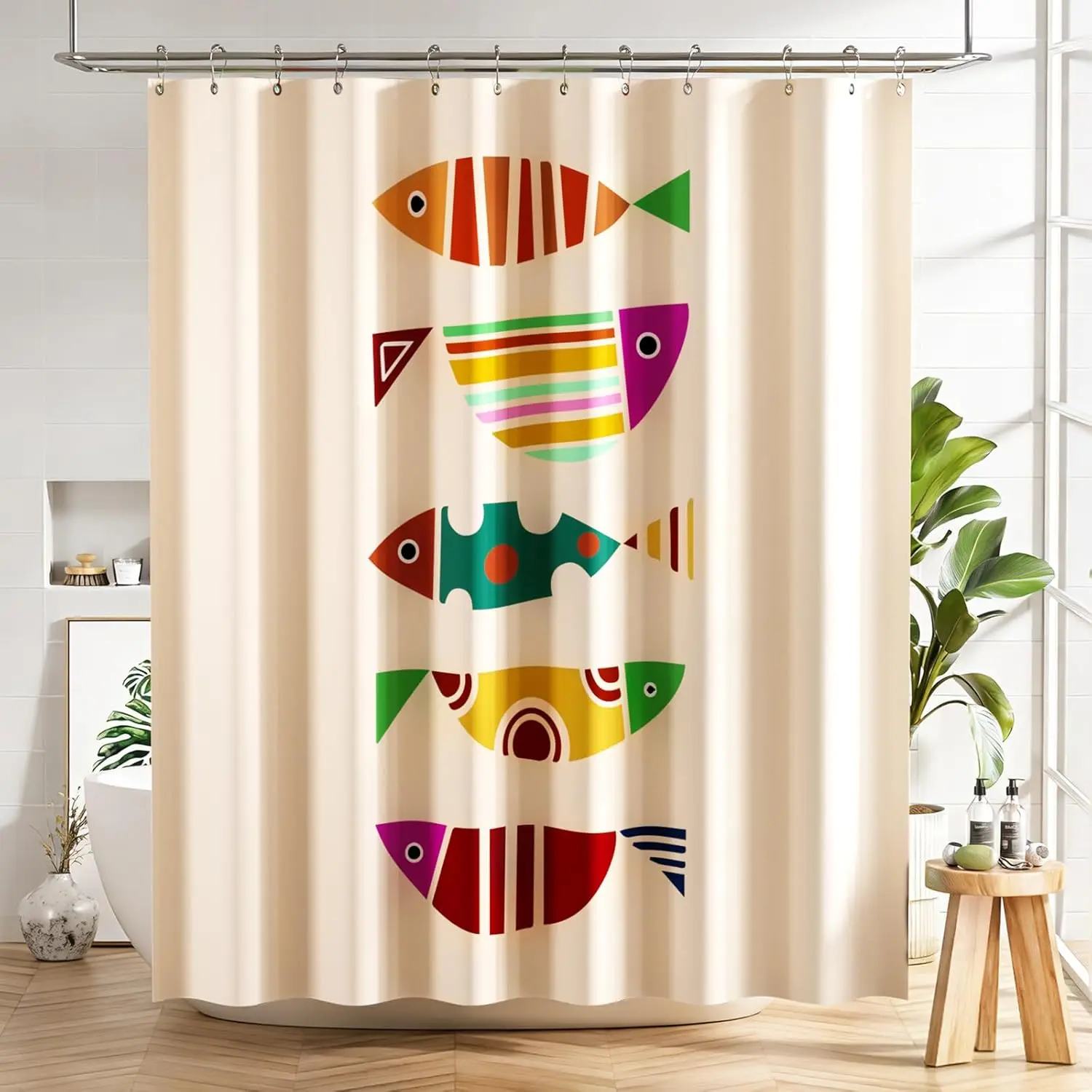 Fun Retro Fish Print Shower Curtain Polyester Waterproof Bathroom Decoration Tropical Animal Motif Curtain Liner
Fun Retro Fish Print Shower Curtain Polyester Waterproof Bathroom Decoration Tropical Animal Motif Curtain Liner