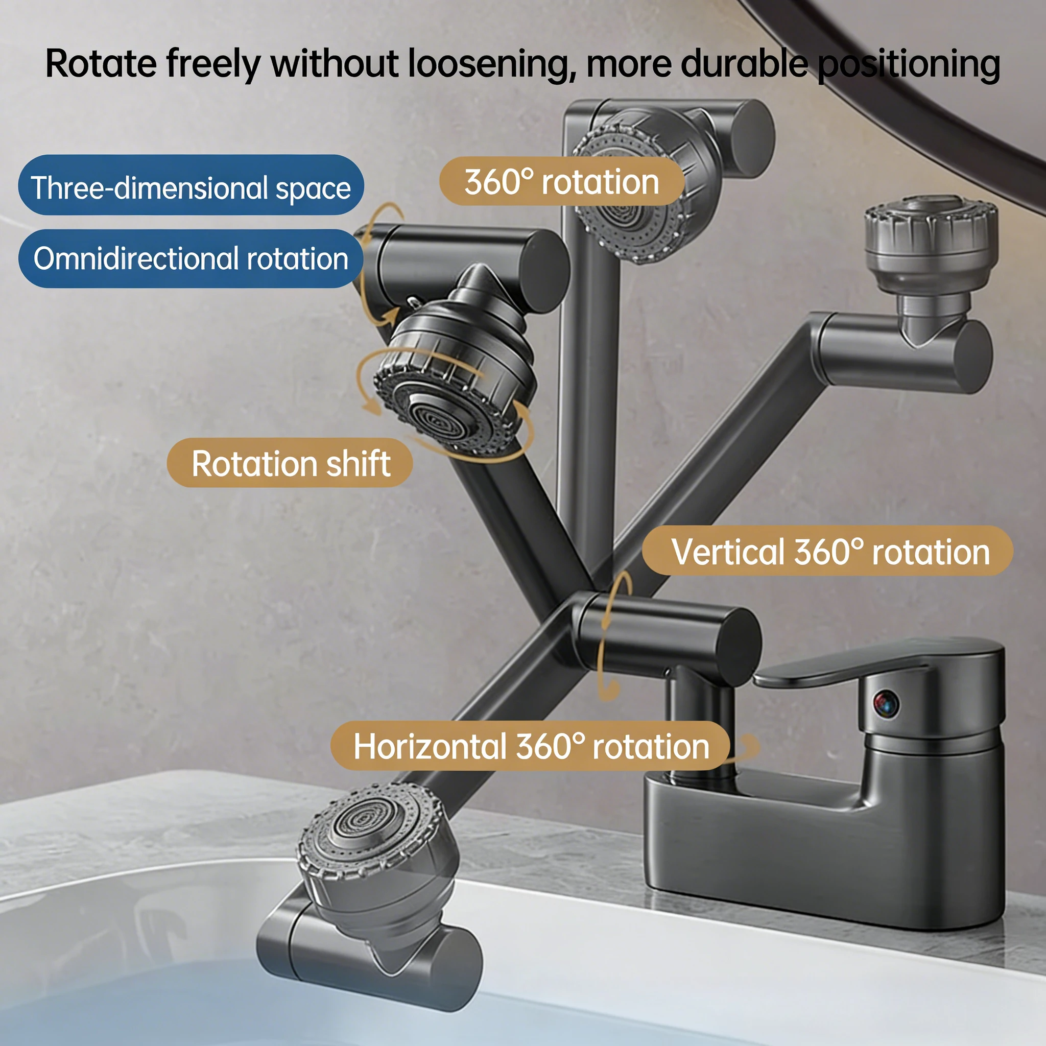 Bathroom Mixer Faucet Household WashBasin Faucets Double Hole Hot and Cold Tap 2 Modes Nozzle Rotation Sink Faucet
Bathroom Mixer Faucet Household WashBasin Faucets Double Hole Hot and Cold Tap 2 Modes Nozzle Rotation Sink Faucet