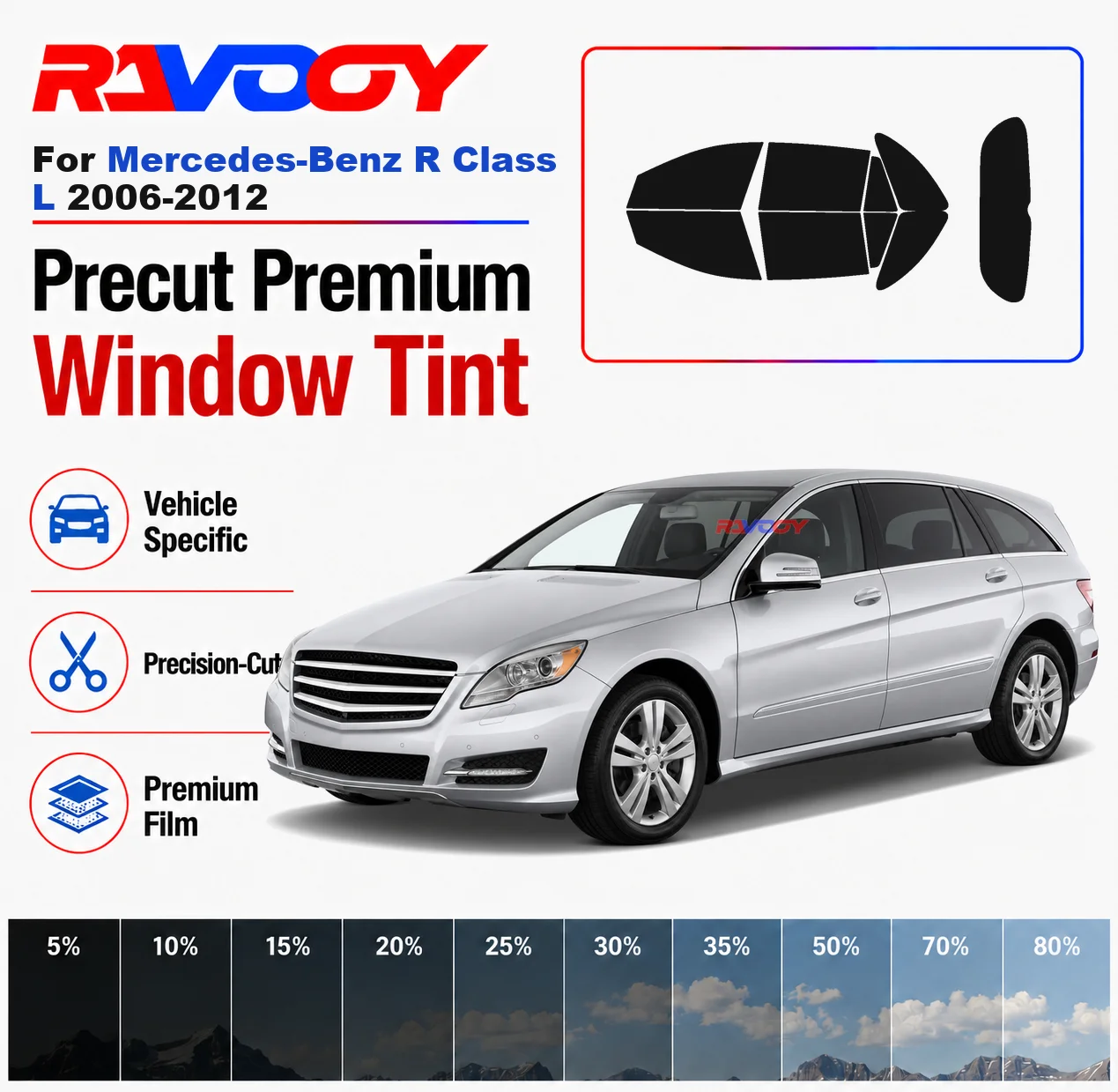 Premium Precut Window Tint Kit Front Rear Windows For Mercedes-Benz R Class L 2006-2012 Complete Set Car Solar Nano Ceramic Film
Premium Precut Window Tint Kit Front Rear Windows For Mercedes-Benz R Class L 2006-2012 Complete Set Car Solar Nano Ceramic Film