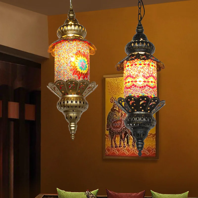 Southeast Asia Gold Carving Hollow Out Iron Art Pendant Lights Colorful Glass Chandelier Restaurant Kitchen Hotel Hanging Lamps
Southeast Asia Gold Carving Hollow Out Iron Art Pendant Lights Colorful Glass Chandelier Restaurant Kitchen Hotel Hanging Lamps