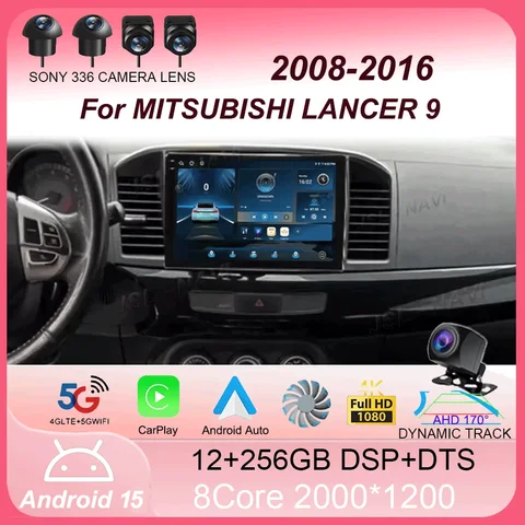 Car Radio Android 15 For MITSUBISHI LANCER 9 10 X 2008 2009 2010 2011 - 2016 9Inch Stereo Audio GPS Player Carplay Auto Screen