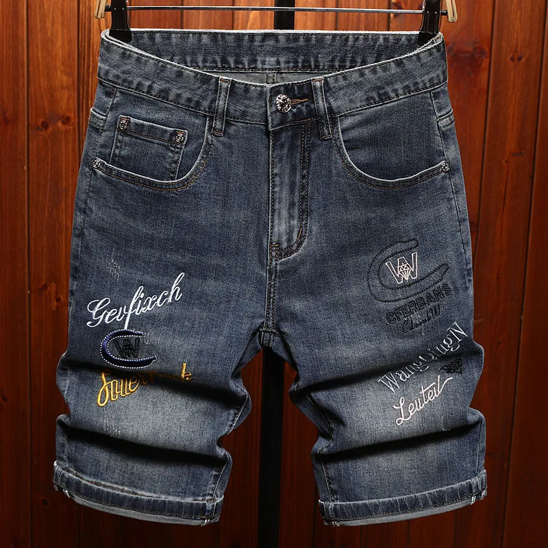 Embroidered printed denim shorts men's street fashion summer thin stretch slim fit casual cropped pants
Embroidered printed denim shorts men's street fashion summer thin stretch slim fit casual cropped pants