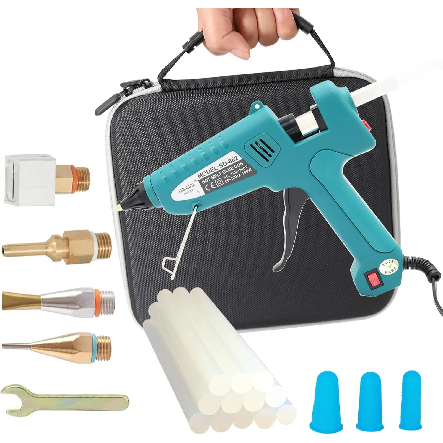 Hot Glue Gun Kit with Case, Full Size Glue Gun Set with 4 Interchangeable Copper Nozzles and 12 Glue Sticks
Hot Glue Gun Kit with Case, Full Size Glue Gun Set with 4 Interchangeable Copper Nozzles and 12 Glue Sticks