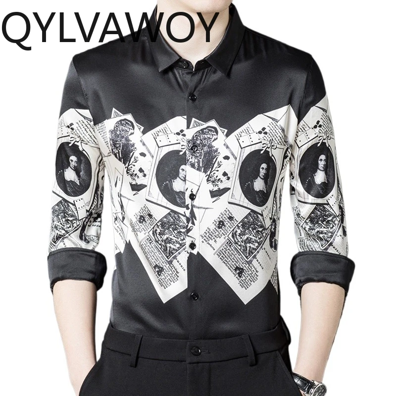 QYLVAWOY 92.4% Mulberry Silk Men's Shirts Long Sleeves Lapel Shirt Spring Autumn Tops High-end Stylish Menswear Clothing Casual
QYLVAWOY 92.4% Mulberry Silk Men's Shirts Long Sleeves Lapel Shirt Spring Autumn Tops High-end Stylish Menswear Clothing Casual