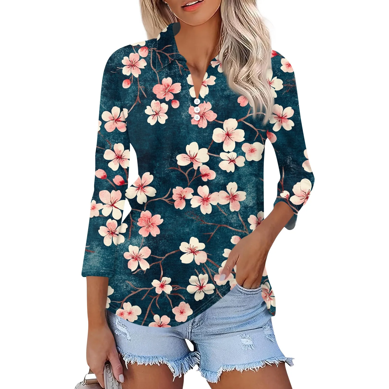 2025 Polo Shirts Woman New Women'S Fashion Casual Lapel 3/4 Sleeve Print Shirt Women Button Up Tops Solid Color Clothing Female
2025 Polo Shirts Woman New Women'S Fashion Casual Lapel 3/4 Sleeve Print Shirt Women Button Up Tops Solid Color Clothing Female