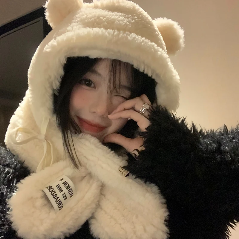 Bear Scarf One Hat Women Winter All Cute Plush Thickened Warm Cycling Lei Feng Hat Outdoor Street Art Ear Protection Hat
Bear Scarf One Hat Women Winter All Cute Plush Thickened Warm Cycling Lei Feng Hat Outdoor Street Art Ear Protection Hat