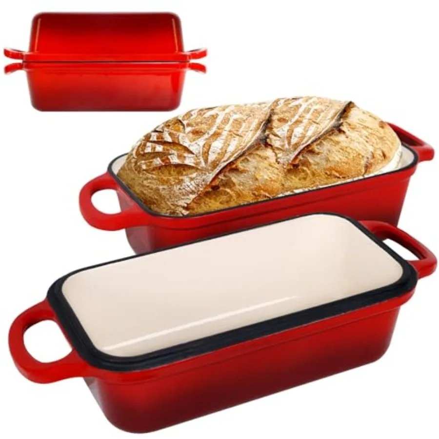 Enameled Cast Iron Bread Pan with Lid 2-in-1 Loaf Pan for Baking Bread 8.5x4.5 Professional Sourdough Bread Pan for Homemade Br
Enameled Cast Iron Bread Pan with Lid 2-in-1 Loaf Pan for Baking Bread 8.5x4.5 Professional Sourdough Bread Pan for Homemade Br