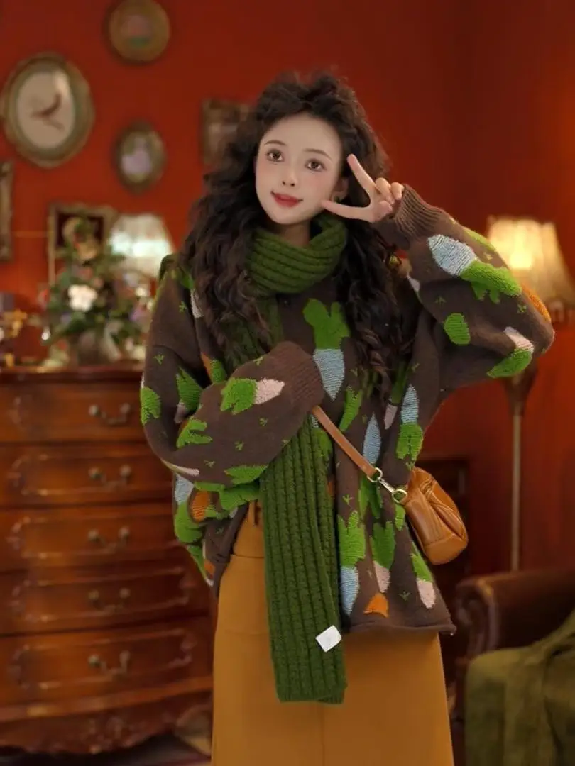 Hong Kong Sle Loose Knitted Cardigan Women's Thiened Lazy Sle Sweater Floral Embroidery Warm Casual Long Sve Coat
Hong Kong Sle Loose Knitted Cardigan Women's Thiened Lazy Sle Sweater Floral Embroidery Warm Casual Long Sve Coat