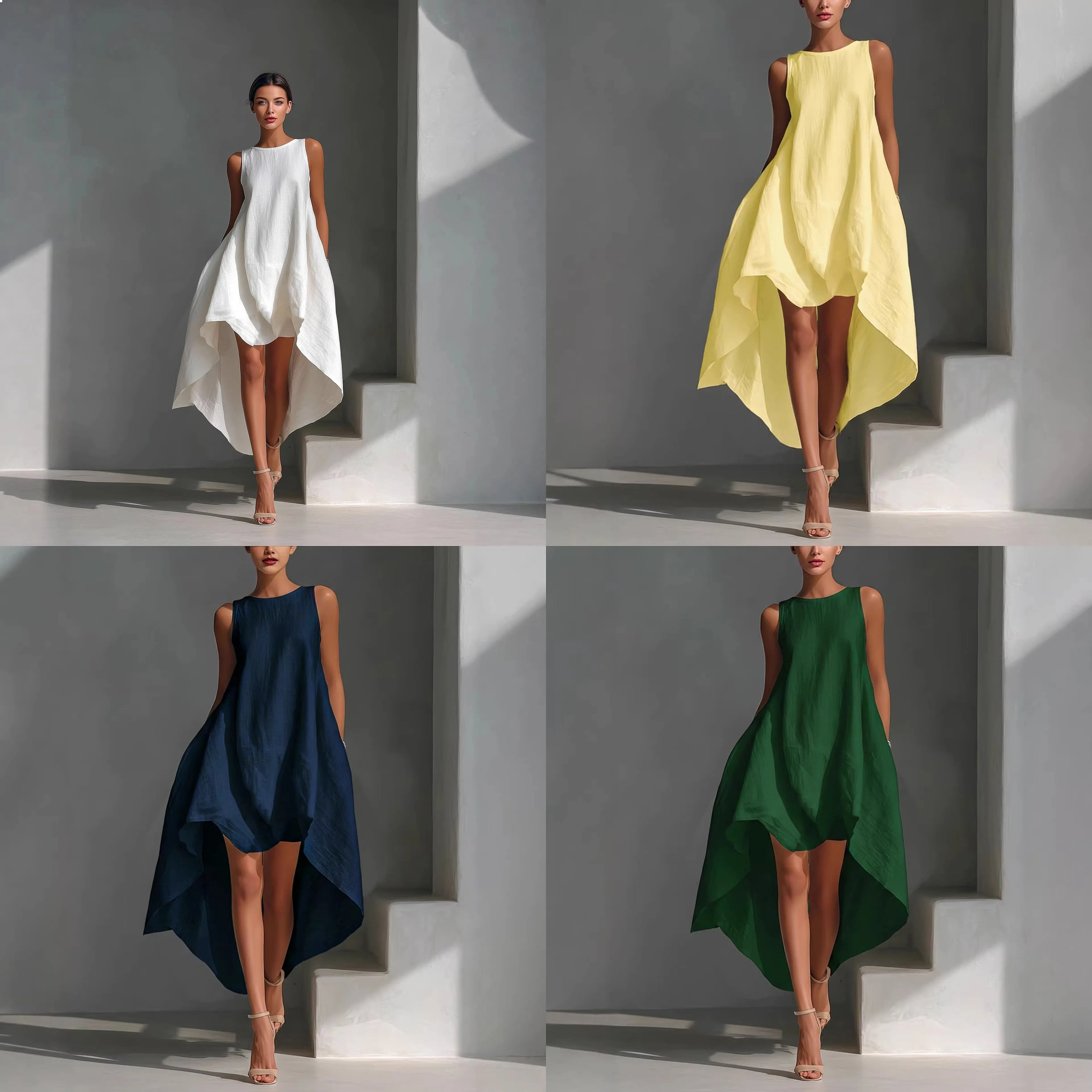 Cotton Linen Dress Asymmetrical Hem Sleeveless Summer Dresses for Women Vacation Flowy Jumpsuit Playsuit
Cotton Linen Dress Asymmetrical Hem Sleeveless Summer Dresses for Women Vacation Flowy Jumpsuit Playsuit